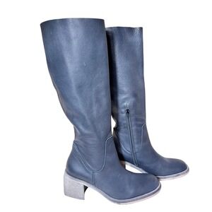 Free People Leather Knee High Slouch‎ Boots US10 EU41 Black Gray Blue